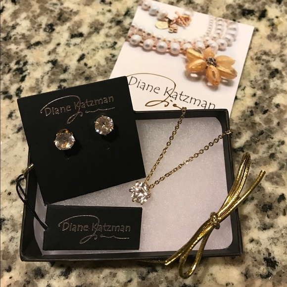 Diane Katzman Jewelry Cz Solitaire Necklace Earrings By Diane